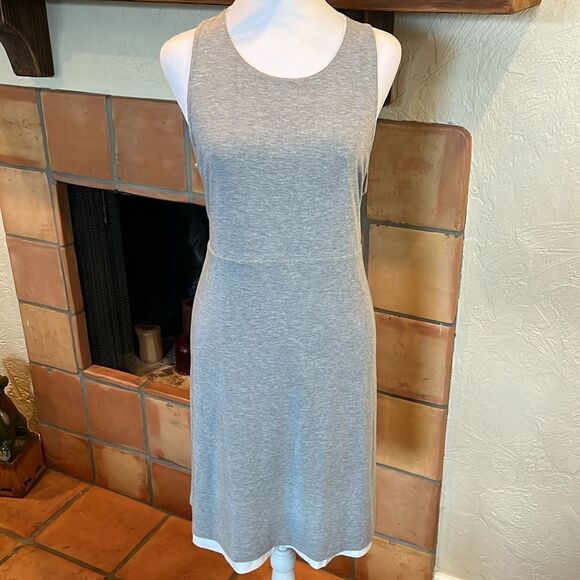 Athleta Heathered Gray/White REVERSIBLE SANTORINI HIGH NECK DRESS, size XL - Picture 1 of 12